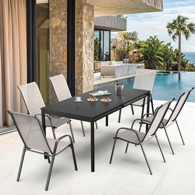 VINGLI Patio Chairs Set of 6 – Stackable Outdoor Dining Chairs - Image 7