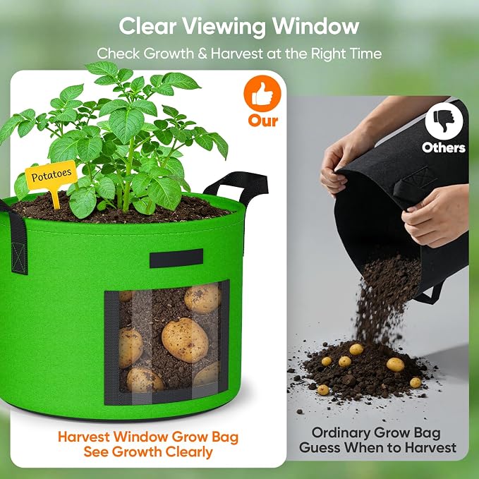 15 Gallon Potato Grow Bags: Set of 5 Colorful Gardening Supplies Fabric Pots - Image 4