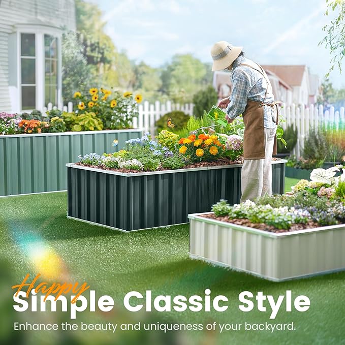 KING BIRD Raised Garden Bed 68" x 36" x 24" Heightened Galvanized Steel Metal - Image 4