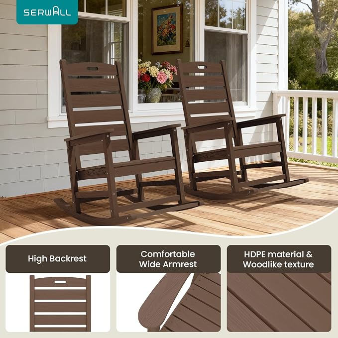 SERWALL Outdoor Rocking Chair, Oversized Rocking Chair - Image 6