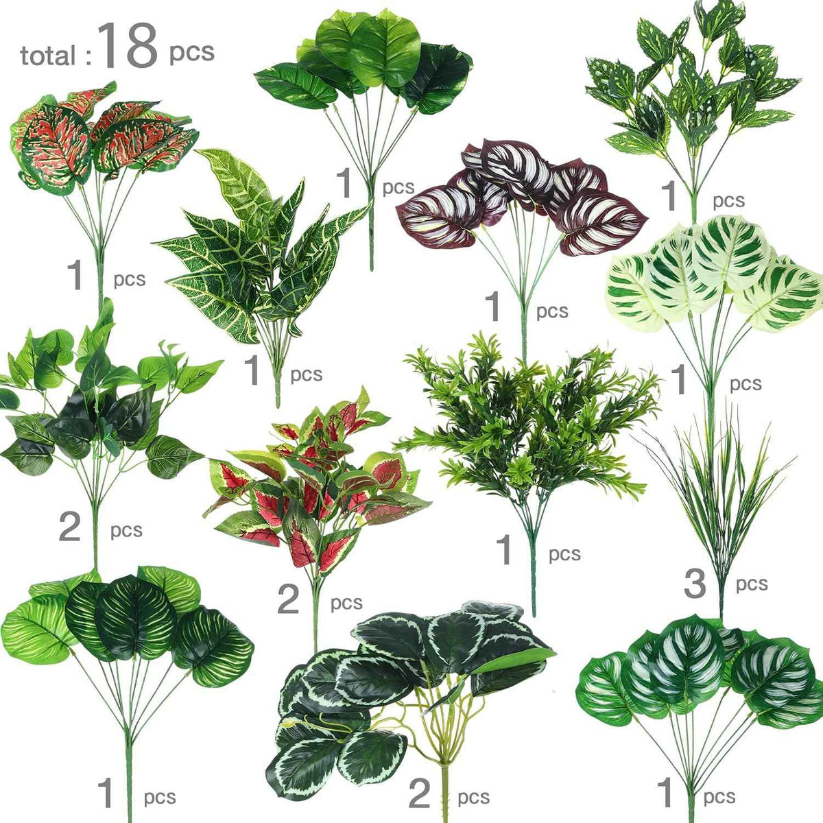 Giegxin 18 Pcs Outdoor Artificial Plants Flowers UV Resistant Fake Bushes Greenery Stems Faux Shrubs for Outdoor Window Box Patio Porch Yard Decor (Plant 3)
