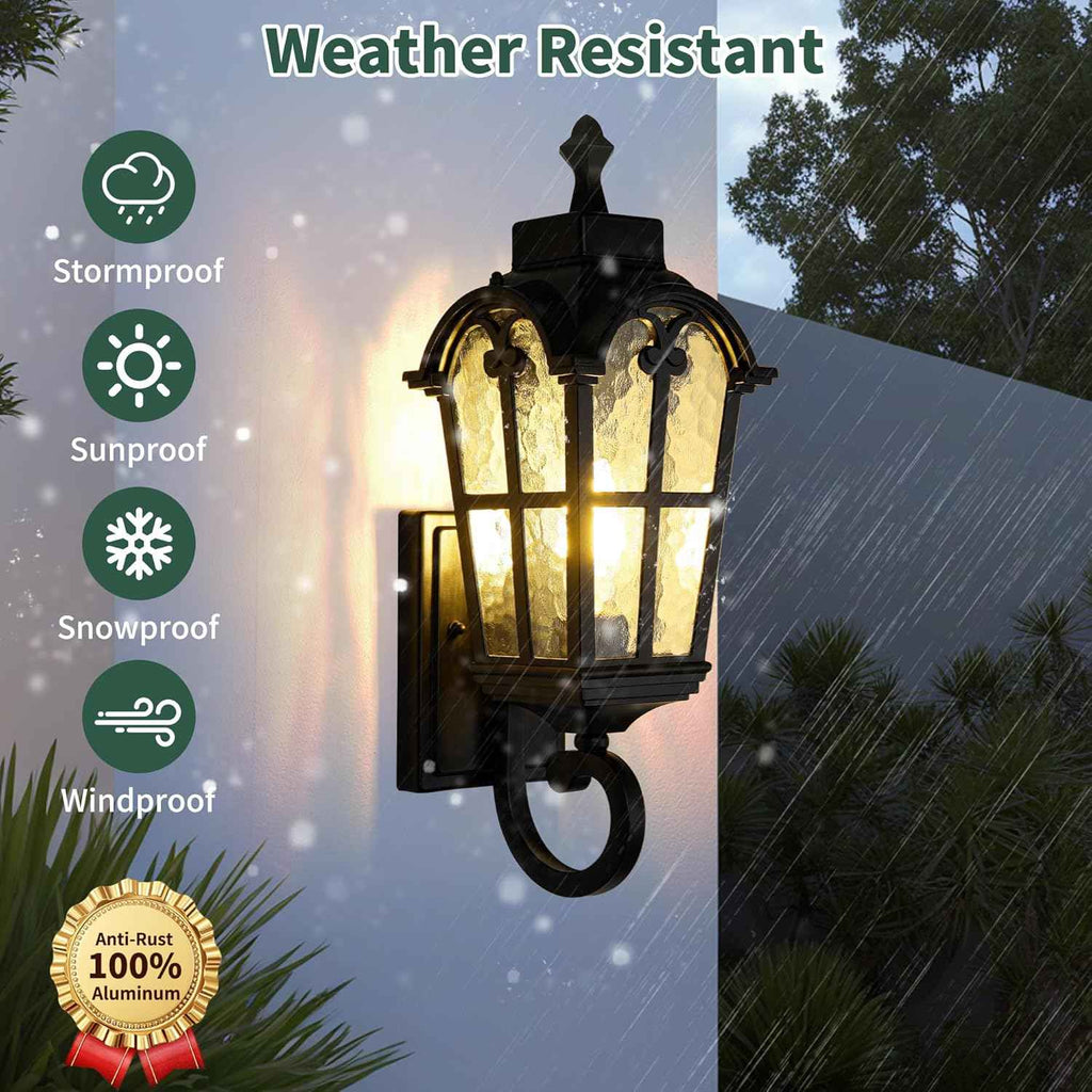 Outdoor Wall Light Fixtures Waterproof Porch Lights Anti-Rust Matte Black Exterior Lighting Fixtures Sconce Lights Outdoor Wall Lantern for Patio Front Door Garage -2 Pack