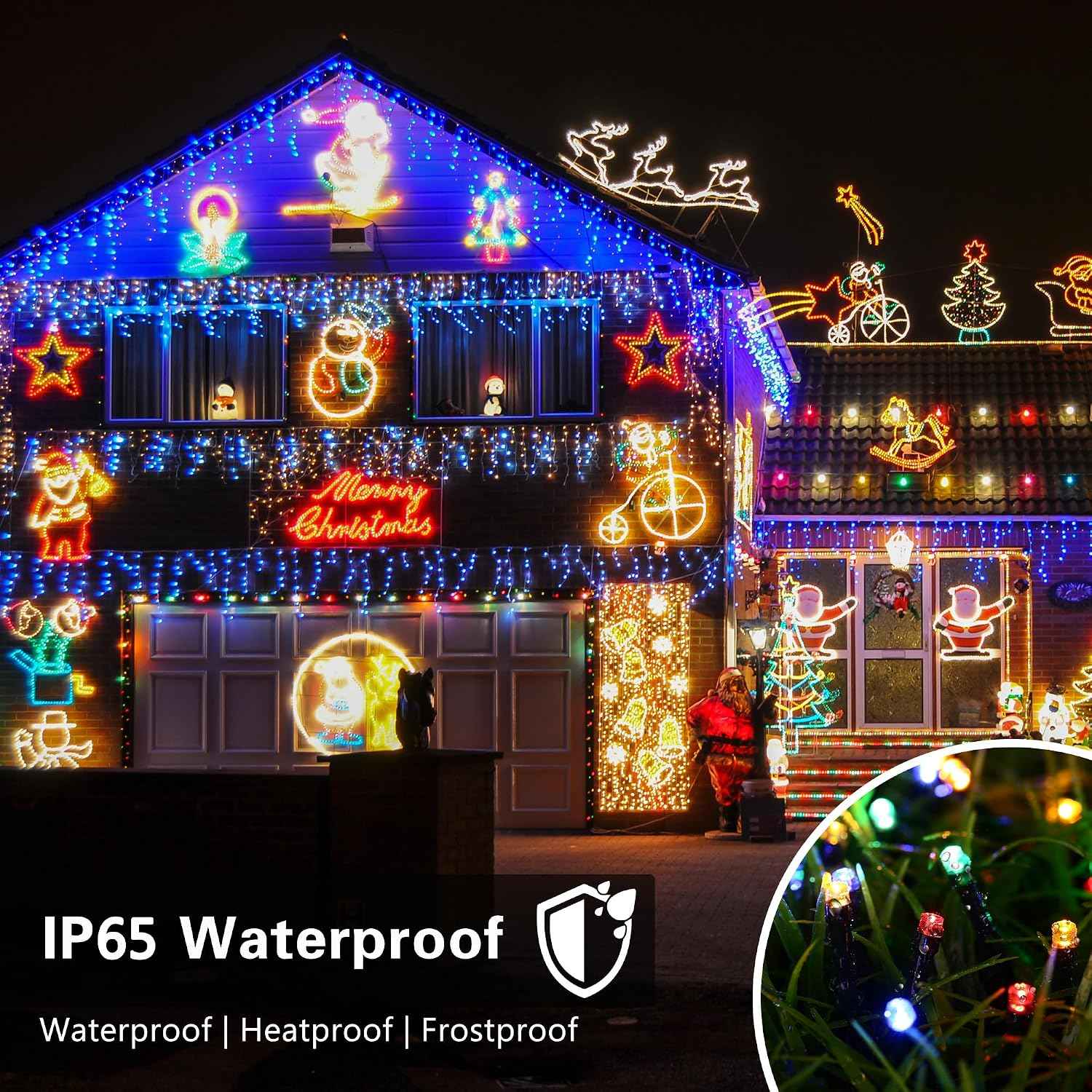Toodour Solar Christmas Lights Outdoor, 2 Packs Solar String Lights | Total 144ft 400 LED with 8 Mode, Outdoor Christmas Light for Garden, Patio, Fence, Balcony, Xmas Tree Decor - Multicolor