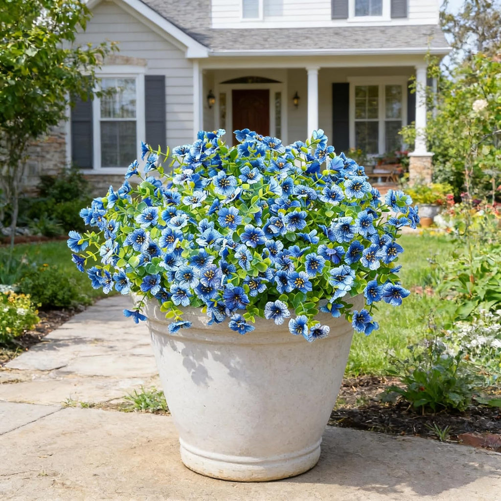 12 Bundles Artificial Flowers for Outdoors UV Resistant | Realistic Outdoor Artificial Fake Flowers with Eucalyptus Leaves for Porch, Patio, Planter, Window Box, Home, Garden Decor
