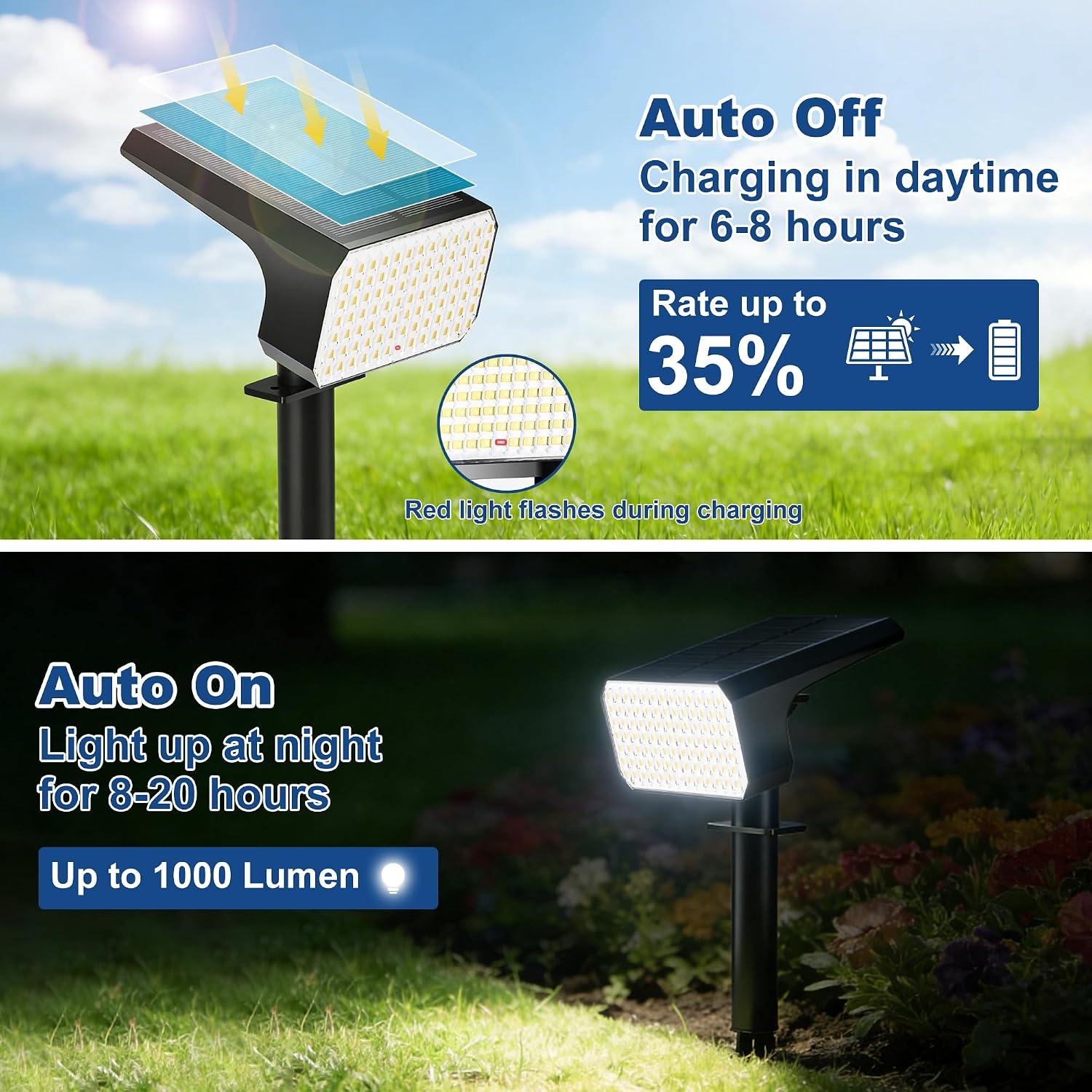LANSOW 12 Pack Solar Spot Lights Outdoor Waterproof IP65, (90 LED/4 Modes) Solar Landscape Spotlights, 2-in-1 Solar Powered Flood Lights for Yard Garden Pathway Outside Tree, Auto ON/Off(Cool White)