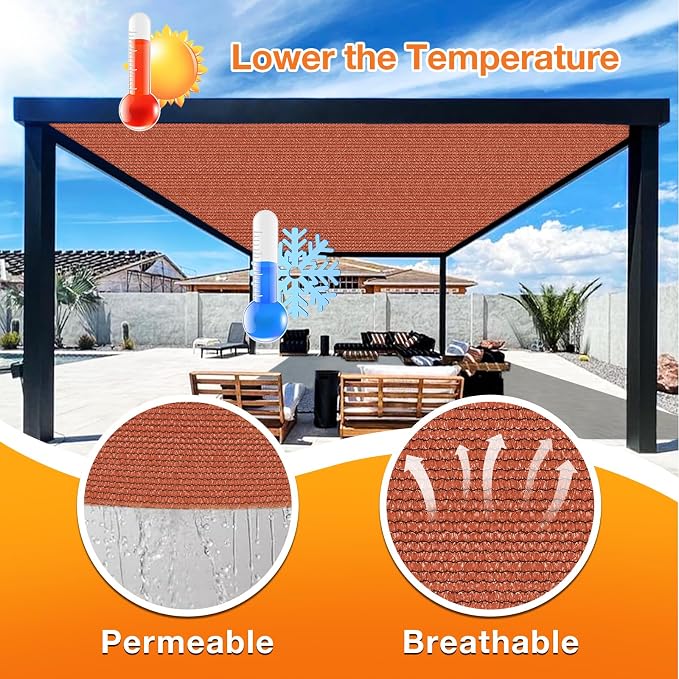 Artpuch 90% Sun Shade Cloth, 14 x 14 FT Pergola Shade Cover Canopy - Image 4