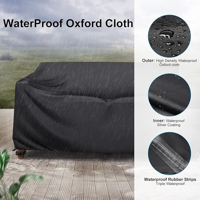 Heavy Duty Patio Sofa Cover Waterproof, Mrrihand 3-Seater Outdoor Sofa Loveseat - Image 3
