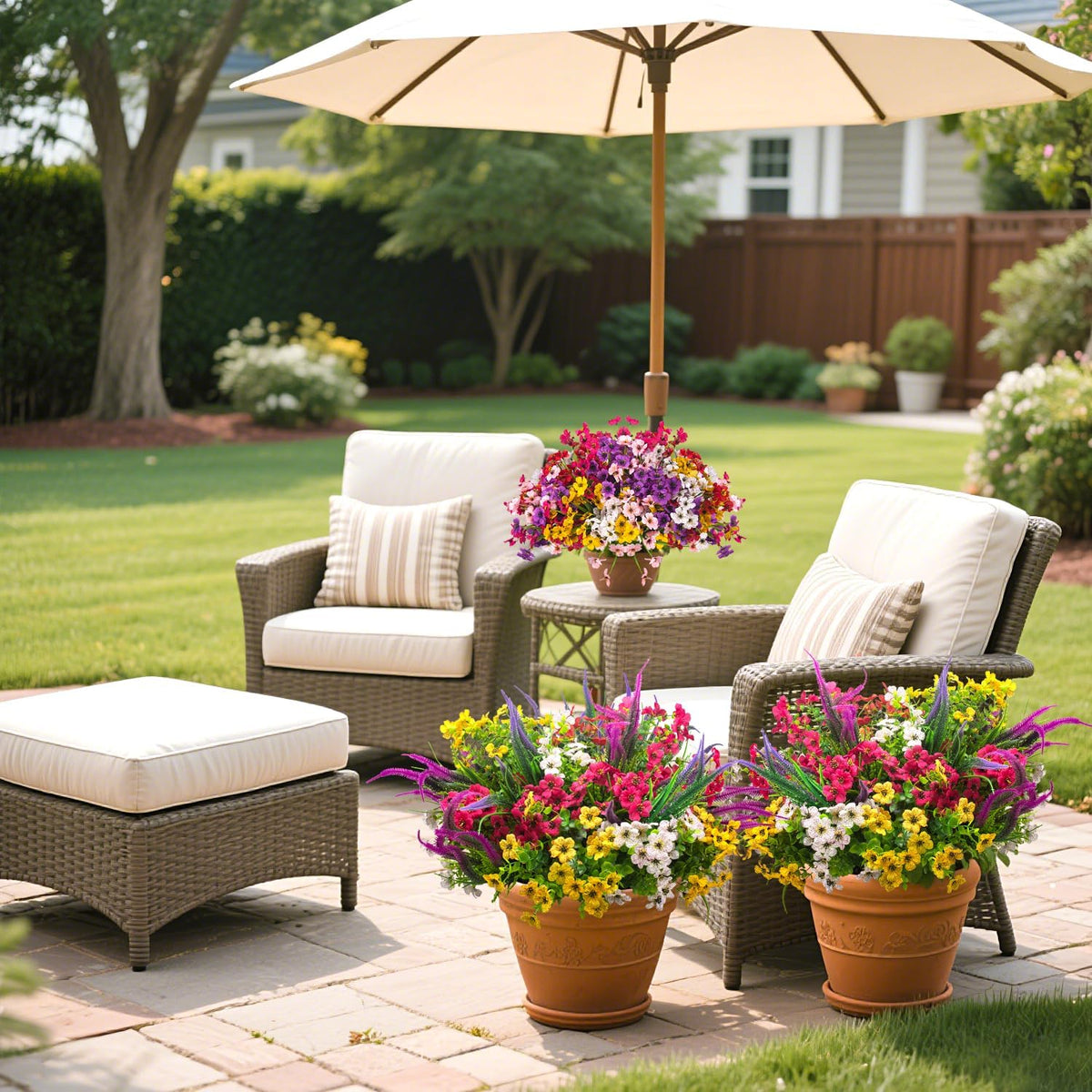 AITISOR 20 Packs Artificial Flowers Outdoor UV Resistant Fake Plants for Garden Patio Decor - Realistic Greenery for Hanging Planter Porch Window Home Wedding Spring Summer Decor