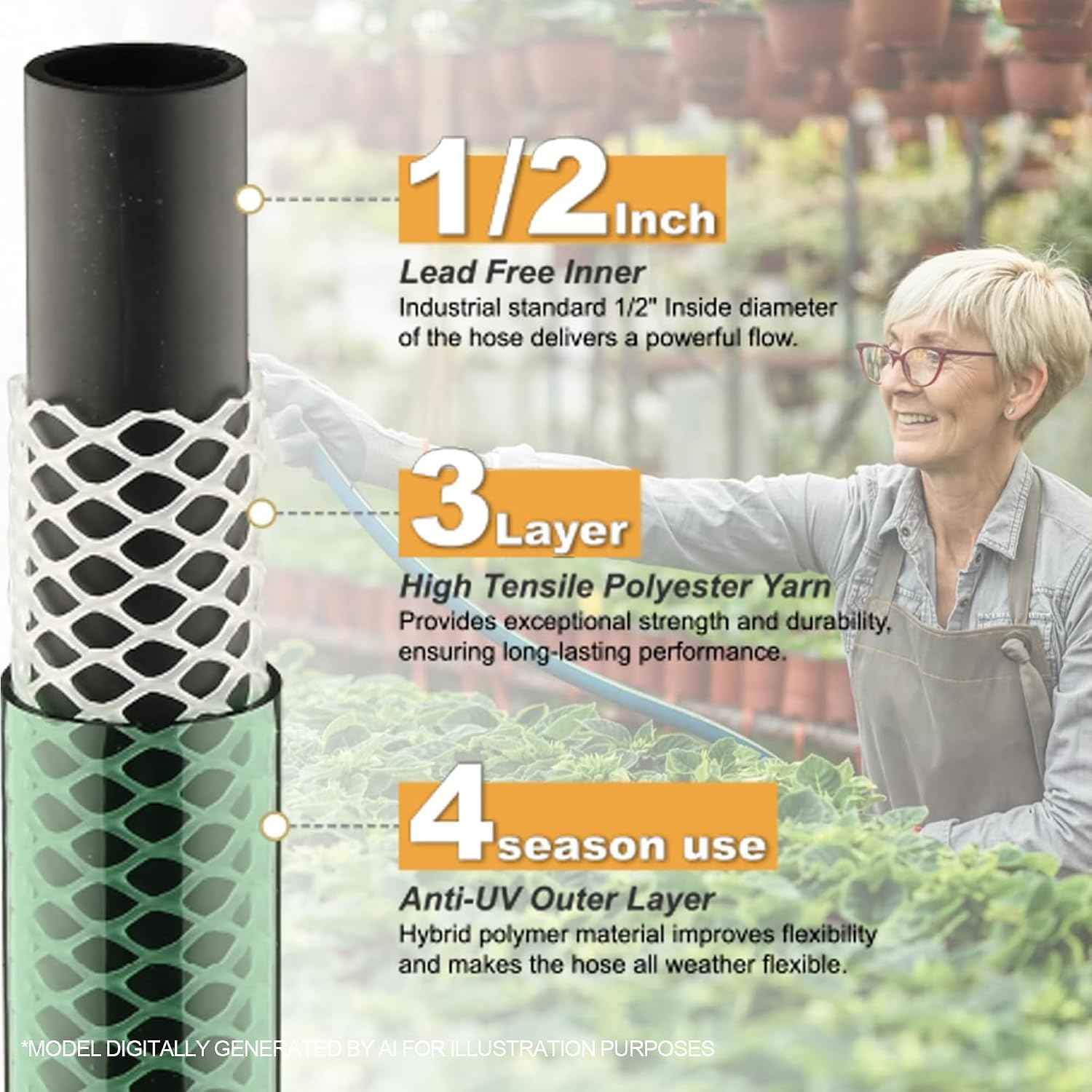 Orgrimmar 1FT 1/2 Inch Style PVC Leader Hose with Male-to-Female Ends | For Homeowners Creating A Very Close Reel-Side Connection Or Garden Accessory Link