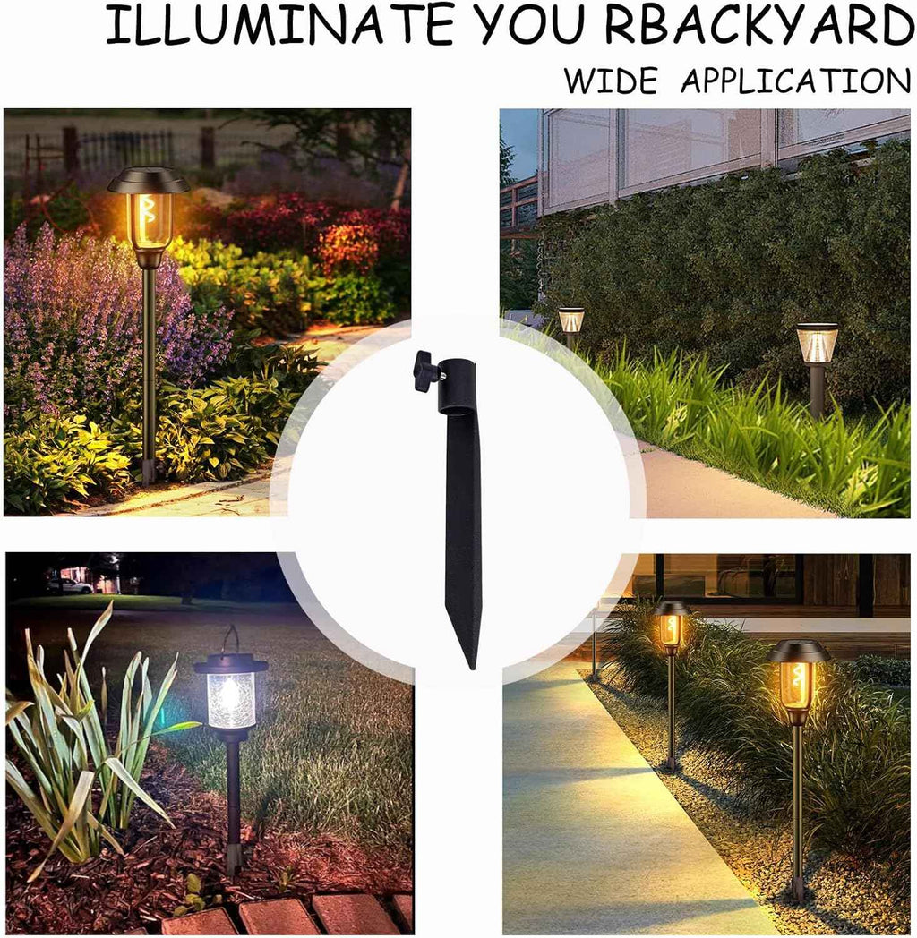 Outdoor Metal Stakes for Ground, Garden Stakes for Lights,Used for Replacement Metal Ground Spike in Live Flame Torches and Solar Lights-6.7 Inch (Black 4 Pack)