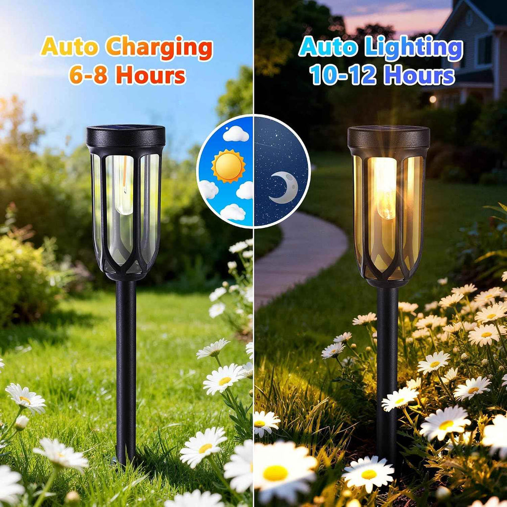 Lomotech 8 Pack Solar Pathway Lights,Warm White | Solar Lights Outdoor Waterproof, Bright LED Solar Garden Lights for Patio Landscape Lawn Yard Walkway Driveway