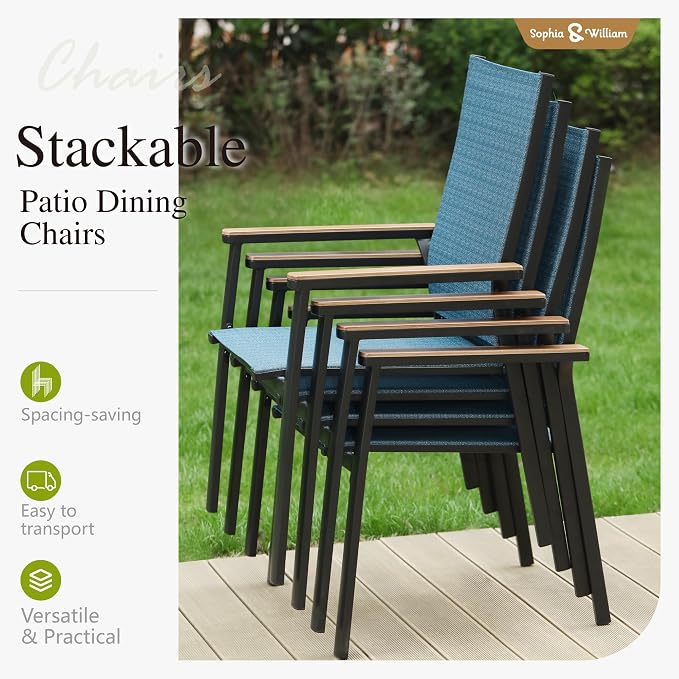 Sophia & William Outdoor Patio Dining Set 7 Pieces, 6 Aluminum Patio Dining - Image 6