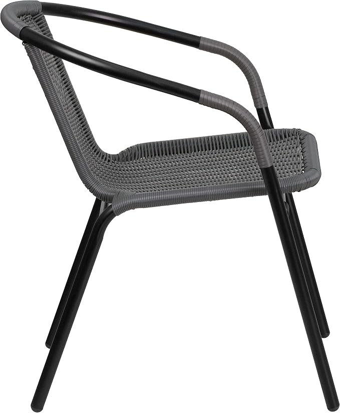 Flash Furniture Lila Modern Rattan Indoor/Outdoor Stackable Dining Chairs - Image 9