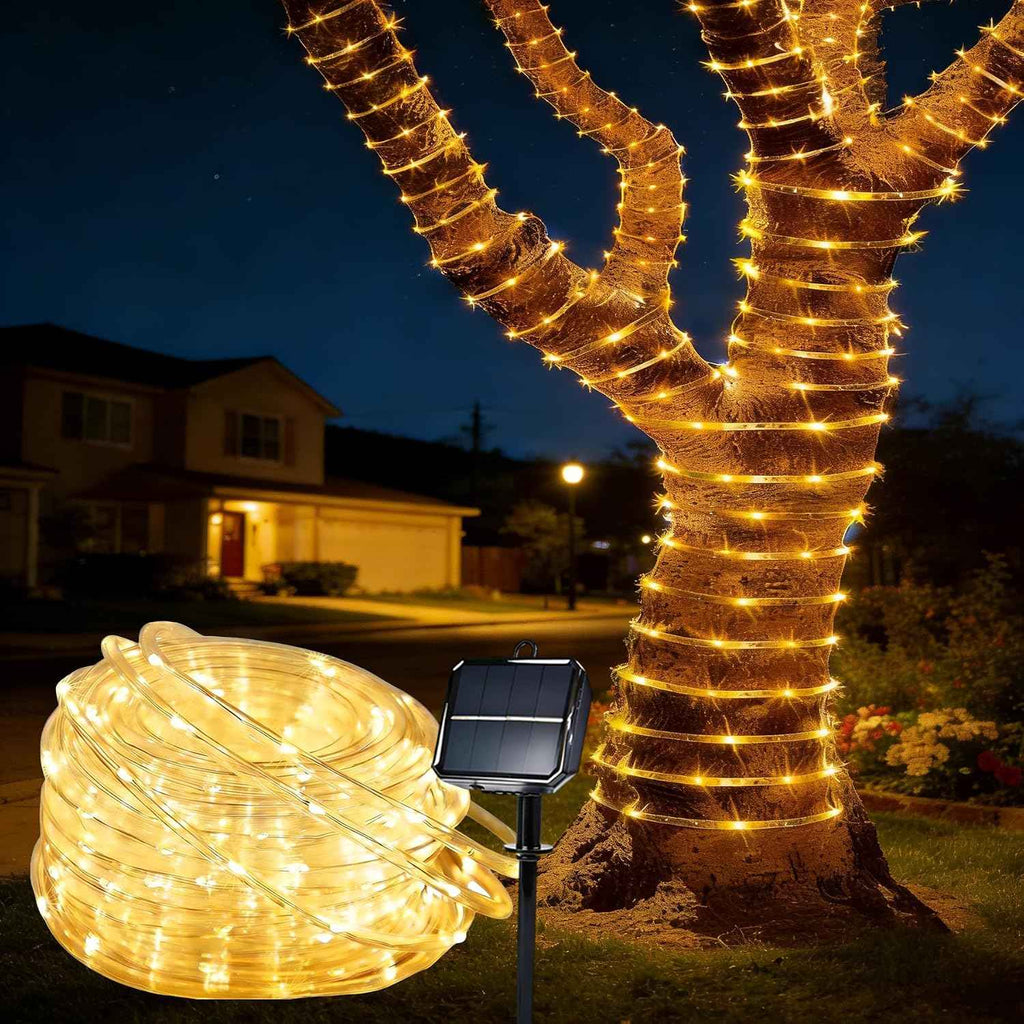 Solar Roep Lights for outside, 66ft 200 LED Warm White Solar string Lights | with 8 Modes, Waterproof Solar Outdoor Lights for Patio Garden Yard Party Tree Proch Pool Fence Holiday Christmas Decoration