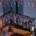 Christmas Lights Outdoor Decorations 218 LED 13.8ft Curtain Fairy Lights with 11 Drops, LED String Light Decor with 8 Modes for Party Holiday Christmas Home Indoor Outdoor Decor Star Multicolor