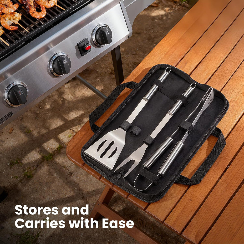 Grilling Accessories Tool Kit 4-Piece, Stainless Steel Barbeque Grilling Tools Set for Men with Carry Bag for Outdoor Grilling BBQ Tools Kit