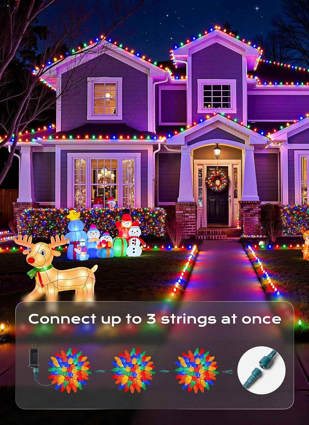 Minetom C9 Outdoor Christmas Lights, 72 FT 110 LED C9 String Lights, 8 Modes & Timer Connectable Waterproof for Christmas Tree Light Indoor Outdoor Xmas Decor, Multicolor
