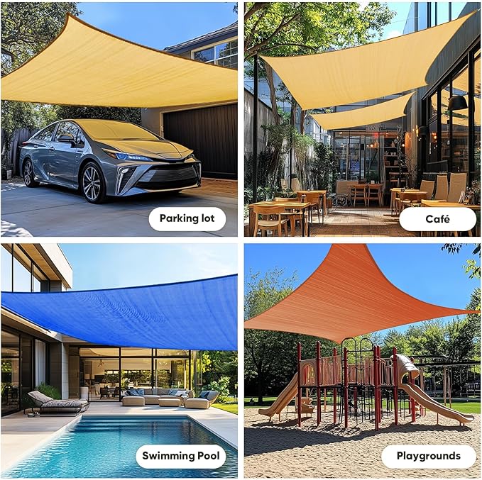 Quictent 20X20FT 185G HDPE Square Sun Shade Sail Canopy 98% UV Block Outdoor - Image 3
