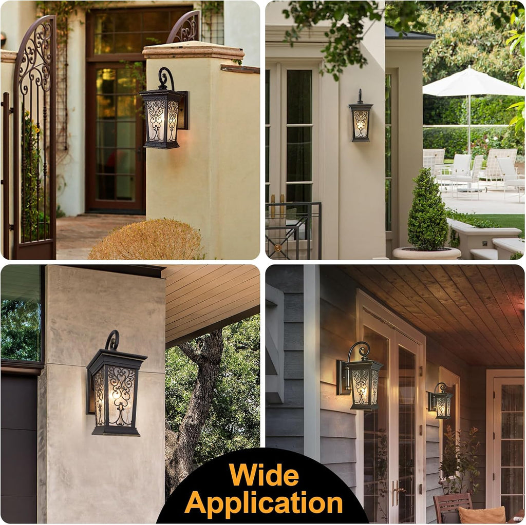 ALVIME Outdoor Wall Light Fixtures, 14" Vintage Spanish Style, Oil Rubbed Bronze Exterior Wall Lantern, Anti-Rust & Waterproof, Clear Seeded Glass, Farmhouse Porch Light for House Garden Garage