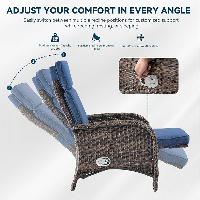 Zero Gravity Wicker Patio Recliner Chair - Image 6