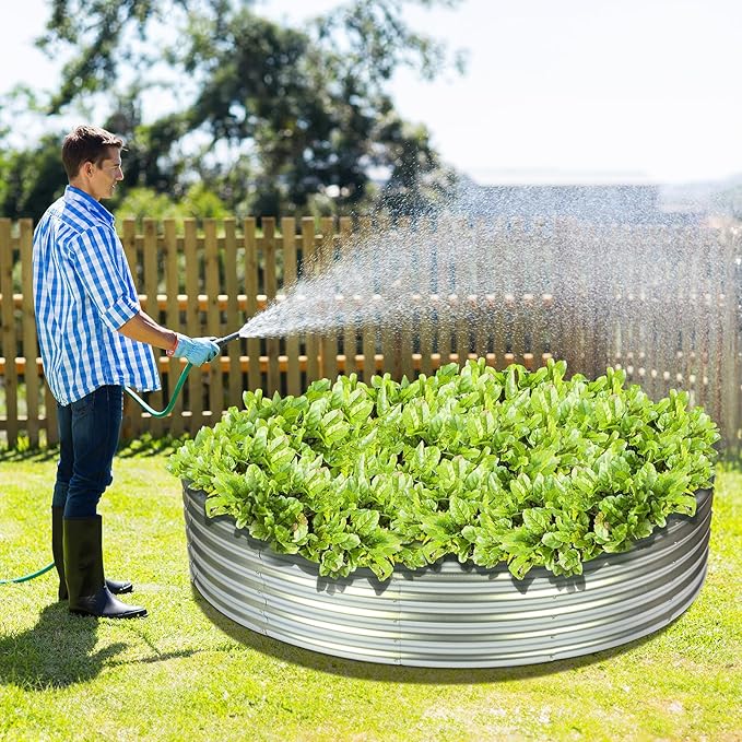 OUSHENG 5x5x1ft Round Galvanized Raised Garden Beds Outdoor, Steel Fire Pit - Image 6