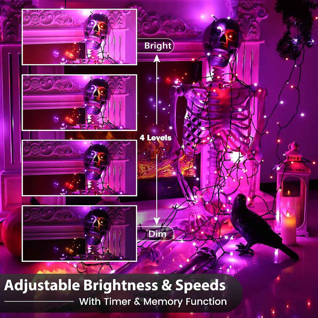 Toodour Halloween Lights RGB String Light, 131ft 350LED Orange Purple Light | Remote & Timer, Waterproof, Color Changing Twinkle Tree Lights for Home Porch Party Holiday Indoor Outdoor Halloween Decor