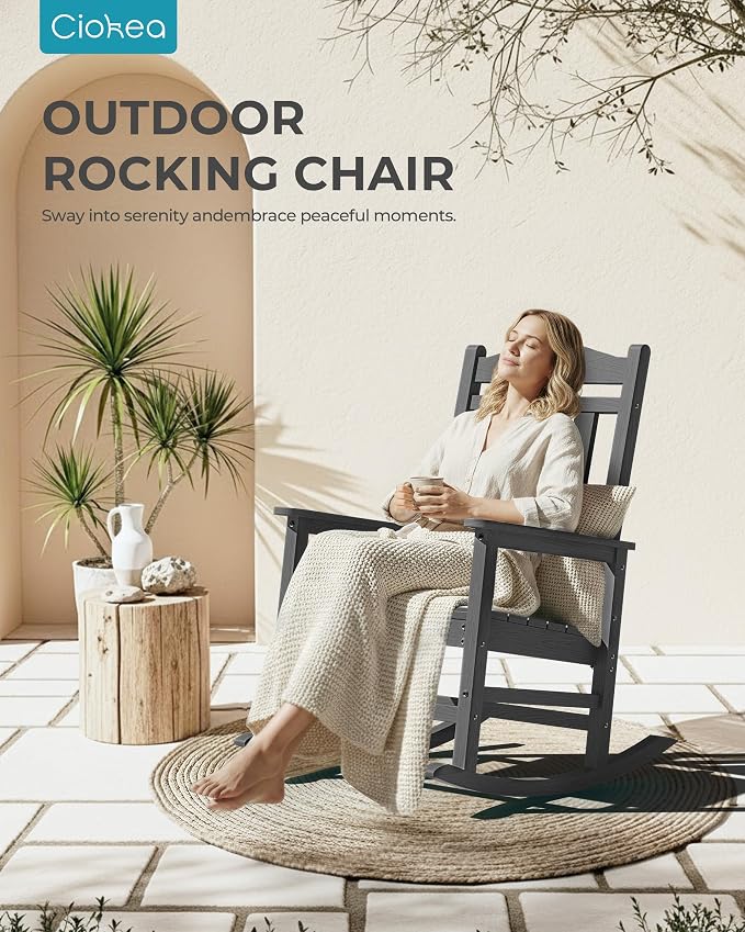 Ciokea Oversized Outdoor Rocking Chairs Set of 3, 380lbs Heavy-Duty Large Patio - Image 8