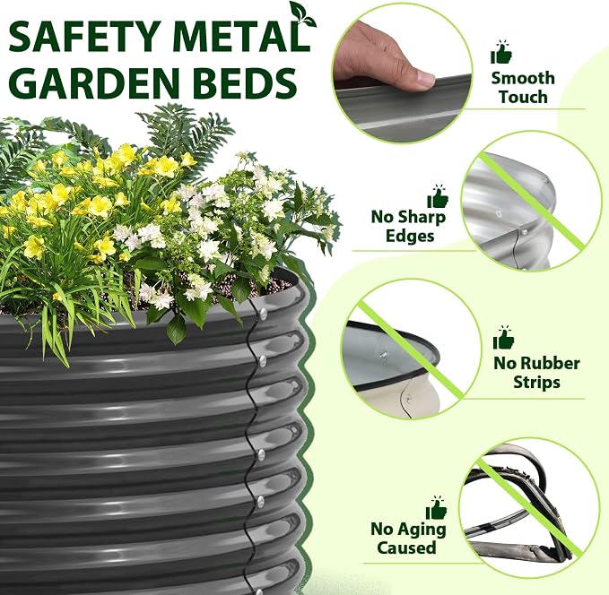 A ANLEOLIFE 4-Set 8X4X2 ft Galvanized Raised Garden Bed Kit, Oval Metal Deep - Image 5