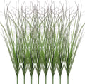 8 Bundles Artificial Plants Onion Grass Outdoor 17 Inch Tall Fake Shrubs Wheat Grass UV Resistant Greenery Stems Faux Bushes Plant for Indoor Outdoor Garden Office Home Decor（Green Red Tail）