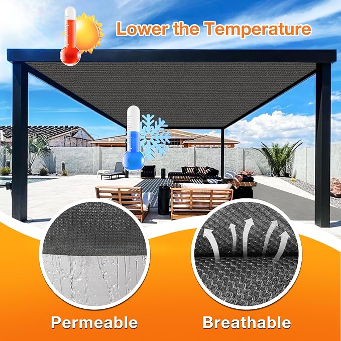 Artpuch Outdoor Pergola Shade Cover 8x14 FT Sun Shade Cloth - Image 4