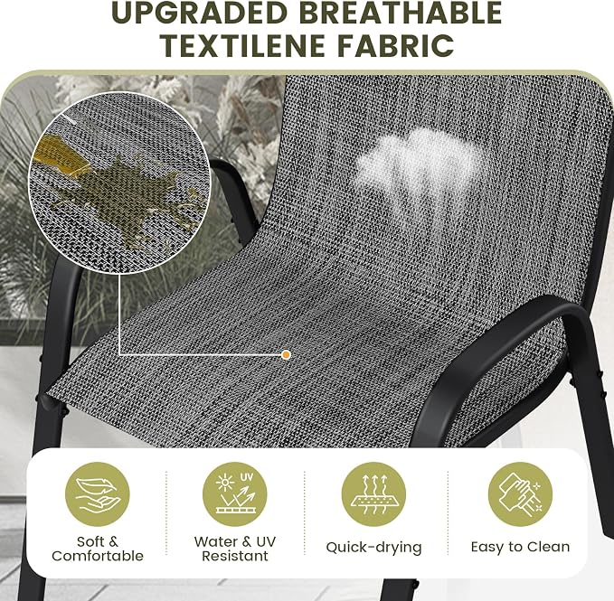 UDPATIO Patio Chairs Set of 8, Stackable Outdoor Dining Chairs - Image 5