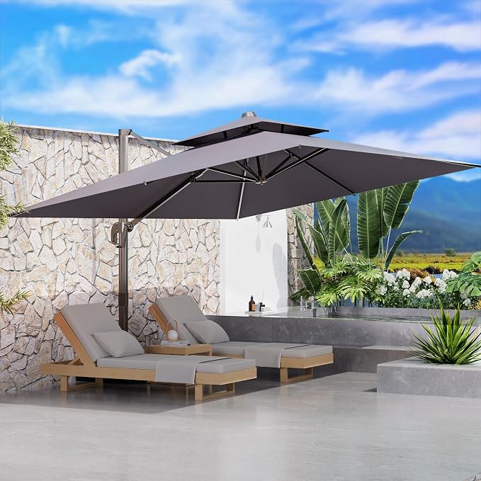 9' X 12' Cantilever Outdoor Patio Umbrellas Double Top Large Rectangle Umbrella - Image 7