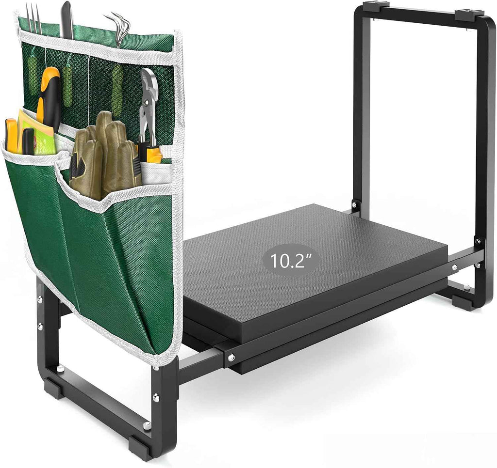 Garden Kneeler and Seat, 10.2" Wider Heavy Duty Thick for Kneeling and Seat | Multifunctional Kneeler Bench, Gardening Gifts for Women, Seniors Grandparents, Black