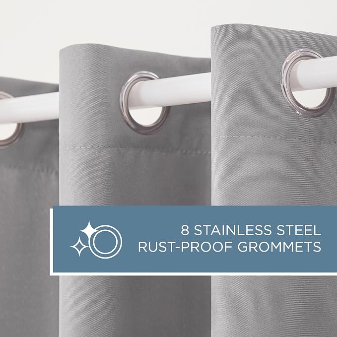 TOWN & COUNTRY BASICS Heavyweight Grommet Curtain, Cloud Grey | Light Filtering - Image 10