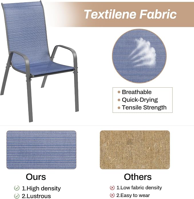 TLSUNNY Patio Chairs, Stackable Textilene Outdoor Dining Furniture - Image 6
