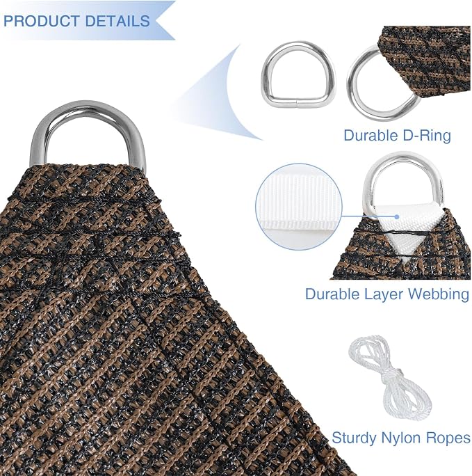 E&K Sunrise 10' x 10' x 10' Sun Shade Sail Triangle Canopy Shade Cover UV Block - Image 4