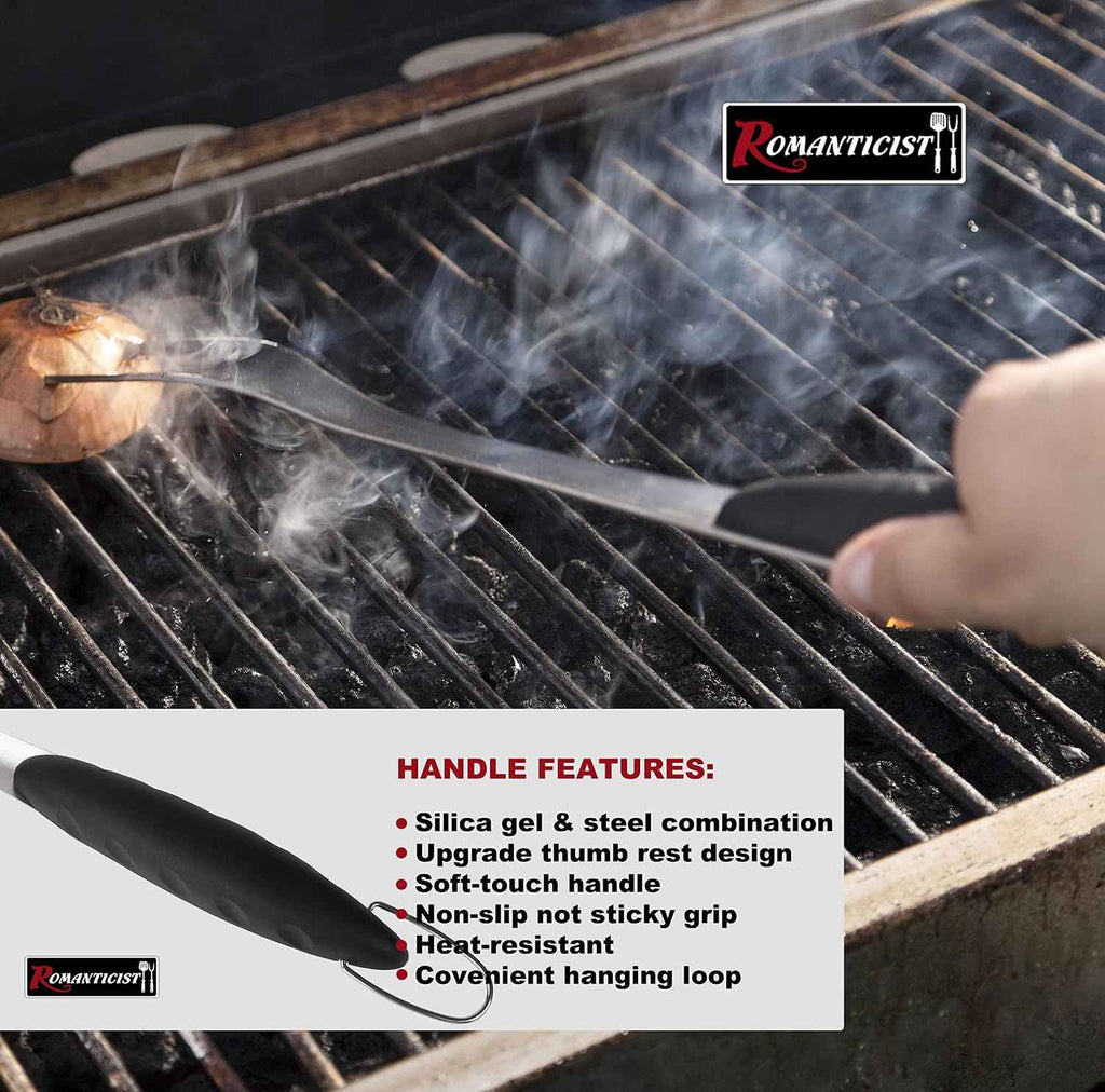 ROMANTICIST 4pcs Heavy Duty Grill Accessories for Top Chef - Professional Grill Tool Set & Basic BBQ Tools for Backyard Restaurant Outdoor Kitchen - Deluxe Grill Gift for Dad on Father’s Day Christmas
