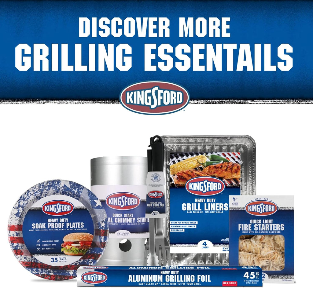 Kingsford 3-Piece Rust-Resistant Stainless Steel BBQ Tool Set, 3 Count | Rust-resistant stainless steel, spatula tongs and basting brush, outdoor grilling and cooking