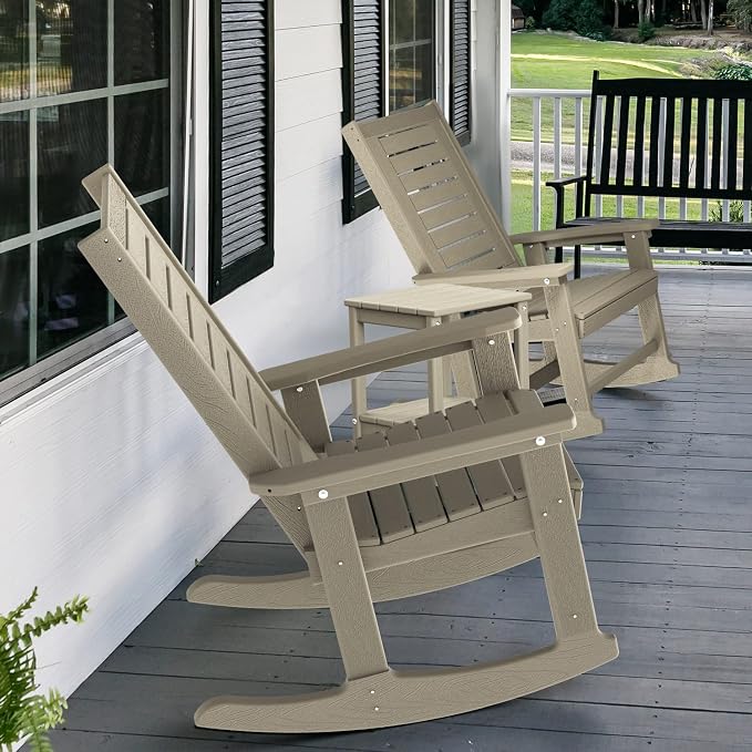 GREENVINES Outdoor Rocking Chairs | Set of 2 | Porch Rocker | HDPE Plastic | - Image 5