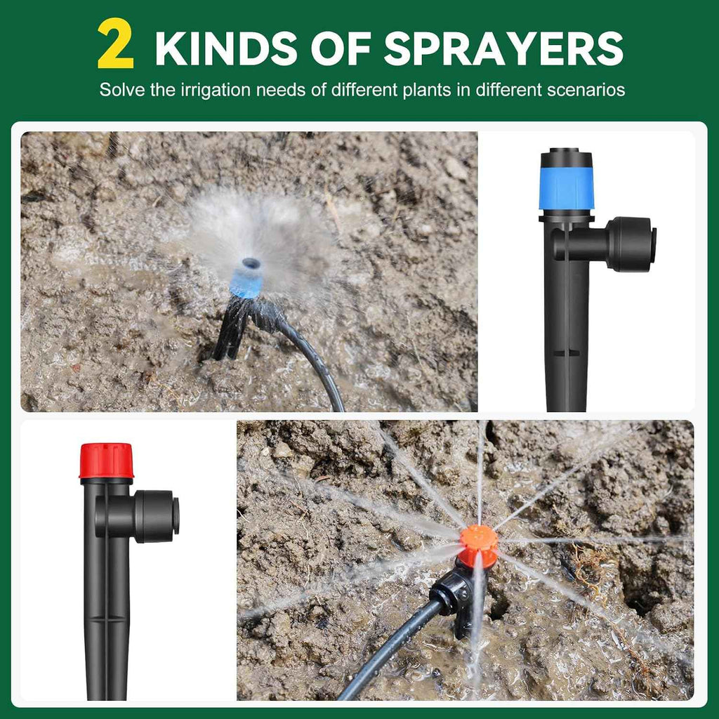 Drip Irrigation System for Garden, 2026-Upgraded Quick Connect Garden Watering Kit All-in-One with 1/2 inch 1/4 inch Irrigation Tubing for Garden, Lawn, Greenhouse, Raised Beds (126FT)