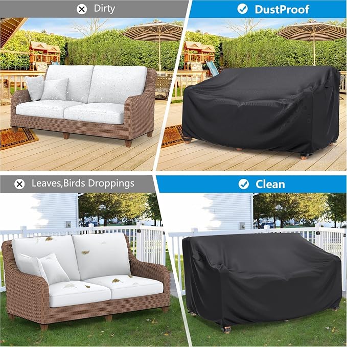 Mrrihand Heavy Duty Patio Sofa Cover Waterproof, 3-Seater Outdoor Sofa Loveseat - Image 6