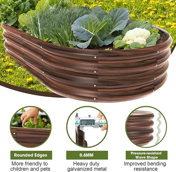 5x3x1ft Oval Galvanized Raised Garden Bed Outdoor 9-in-1 Large Metal Modular - Image 4