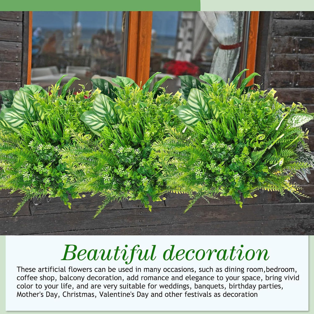 Cindeer 24 Pcs Artificial Flowers Plants for Outdoors, UV Resistant Artificial Fake Plastic Faux Flowers Plants Outdoor Indoor for Spring Summer Wedding Decors