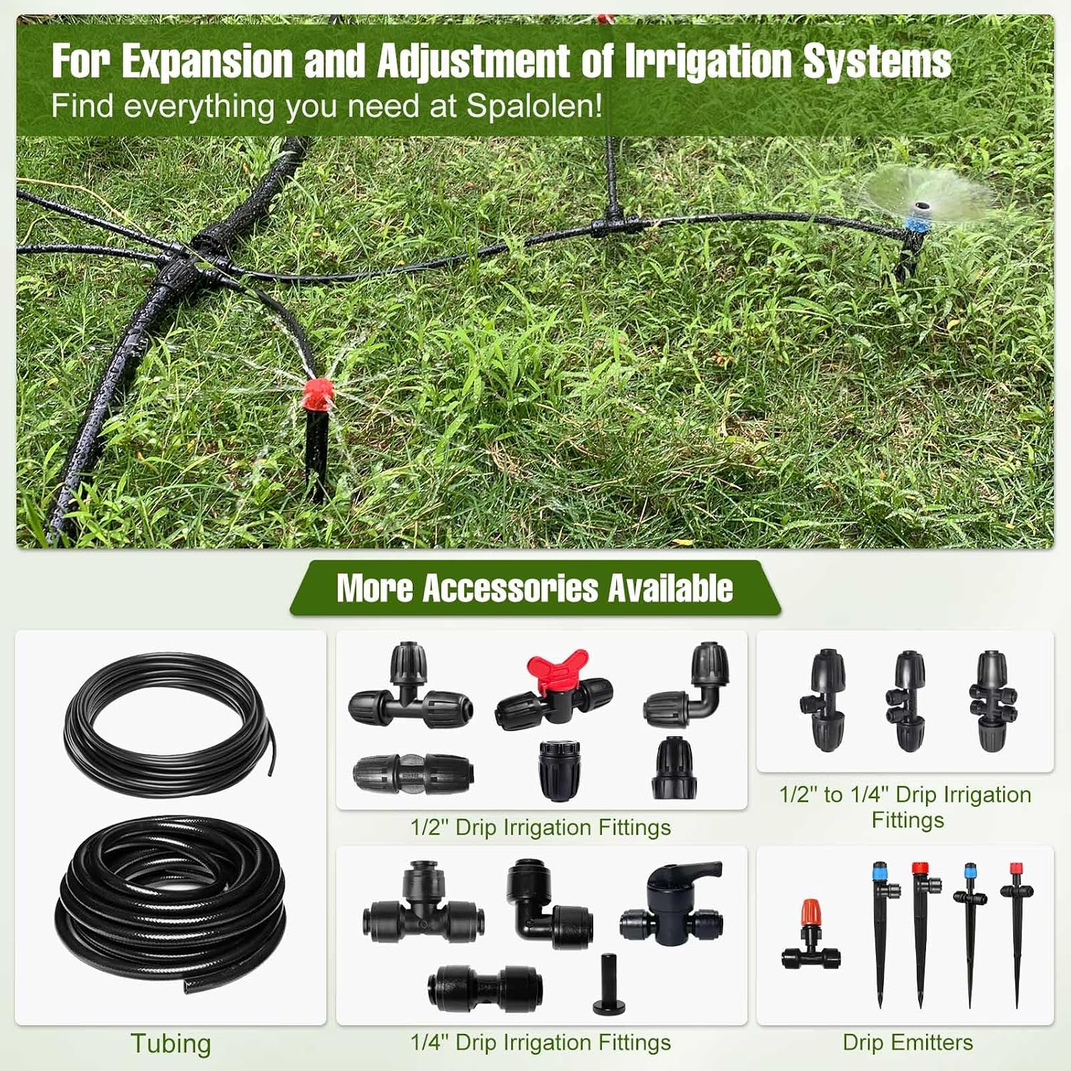 30PCS Push-to-Fit Drip Irrigation Emitters for 1/4 inch Irrigation Tubing, Adjustable 360 Degree Drip Emitter Sprayer with Stake, Irrigation Dripper Sprinklers for Drip Irrigation System