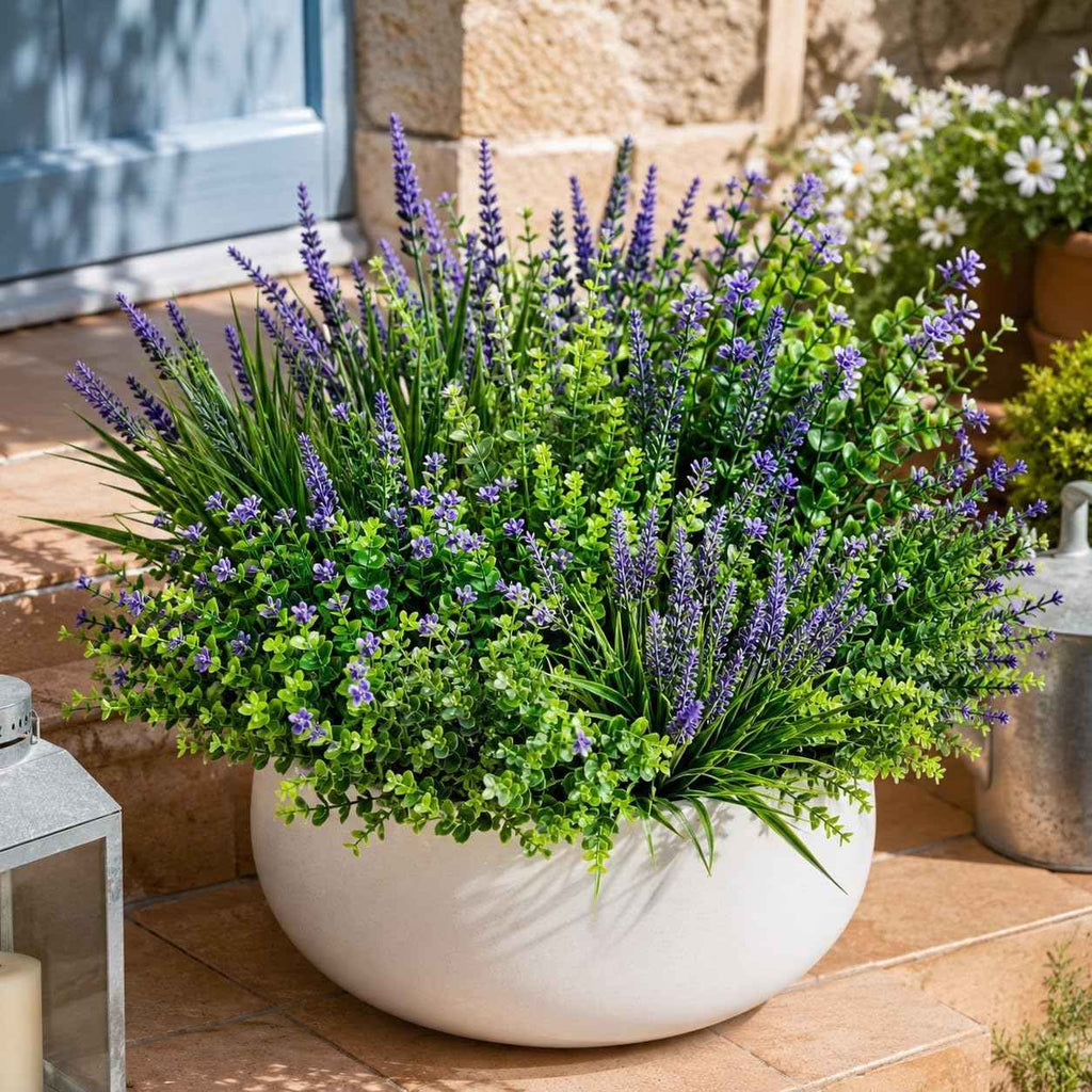 20 Bundles Artificial Plants for Outdoor Decor Realistic Faux Greenery & Flowers Fake Plastic Leaves with Stems UV Resistant No Fade for Garden Patio and Porch Farmhouse Outside Bushes Decor