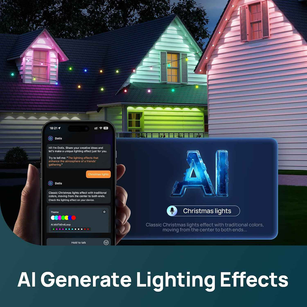 Linkind Outdoor Eave Lights for Easter Lights,100ft with 72 Triple-LED,AI Lighting, RGBTW Smart Outdoor Lights LED Strip Lights, IP67 Waterproof, Works with Alexa,Google Assistant
