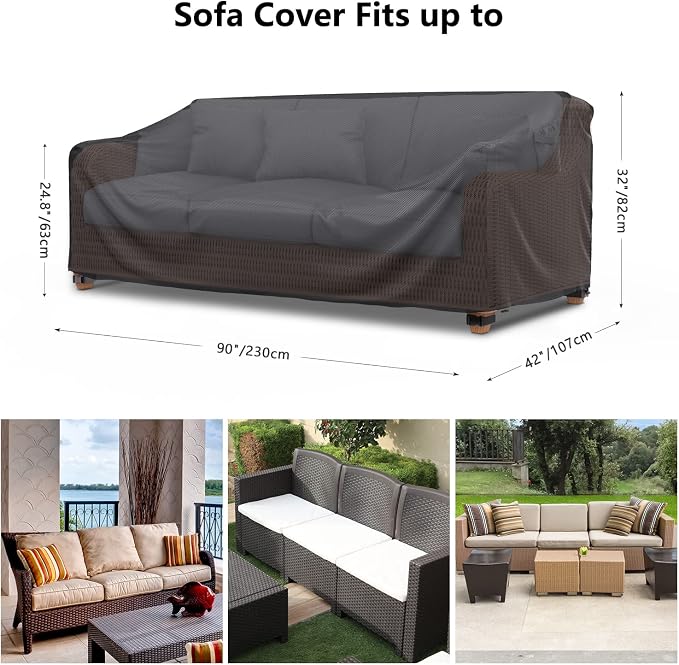 Heavy Duty Patio Sofa Cover Waterproof, Mrrihand 3-Seater Outdoor Sofa Loveseat - Image 2