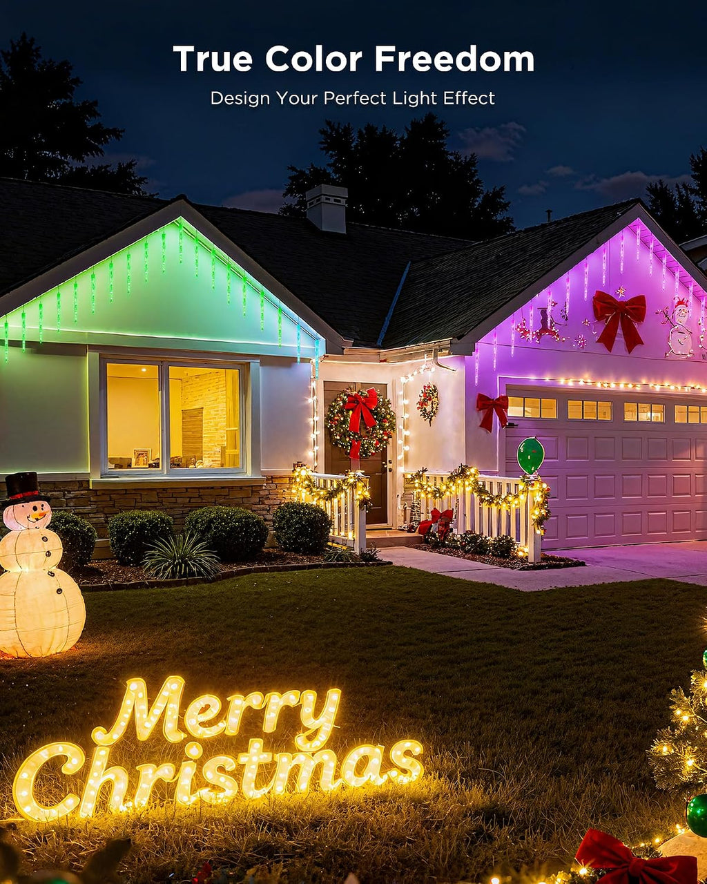 Brightown Smart Icicle Lights for Outside - Color Changing Christmas Lights | 31.2ft with 20 Tubes 100 LED Christmas Lights Decoration, APP Controlled RGB Customize Display DIY Dynamic Lighting Effect