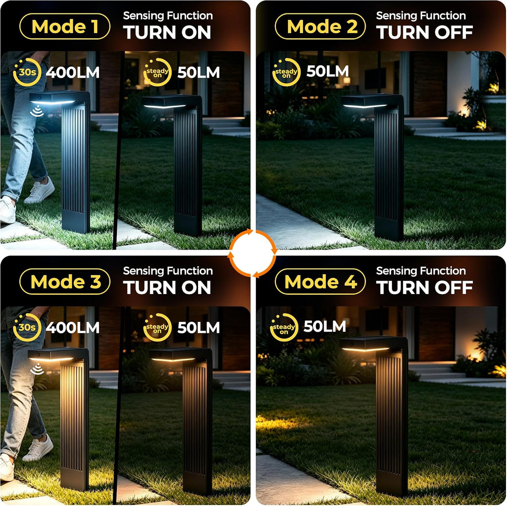 COXSENI Motion Sensor Solar Pathway Lights Outdoor,6 Working Modes,6 Pack | 400LM,Auto 150° Sensing Angle,16.5 Ft Detection Distance,2 Color Temperatures,IP65 Waterproof,Garden,Yard,Driveway,Walkway