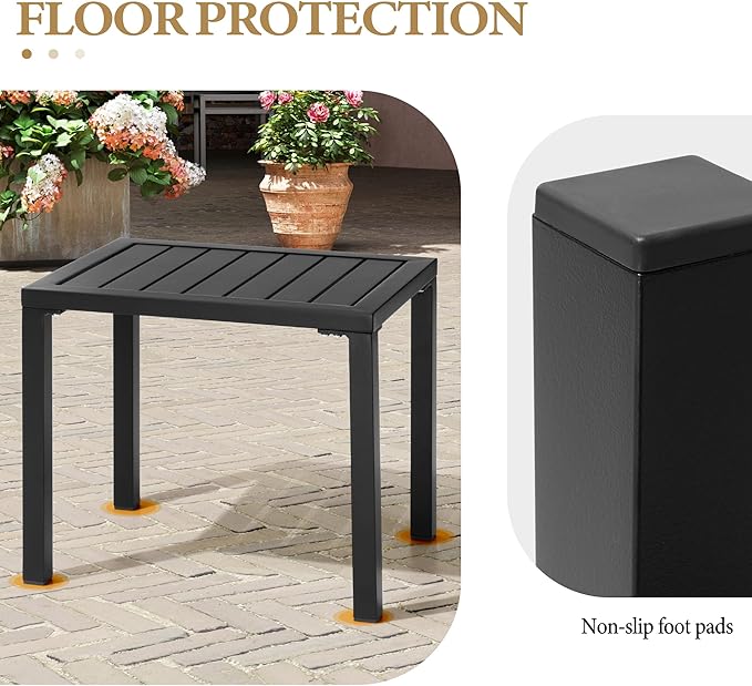 Crestlive Products Outdoor Side Table Set of 2, Aluminum Rectangular Side/End - Image 6